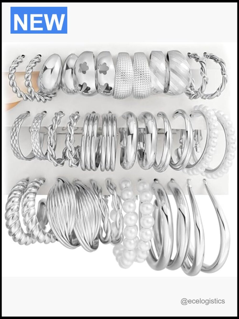 Gold Hoop Earrings Set 18 Pairs Hypoallergenic Statement Pearl Hoops